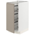 METOD Base cabinet with wire baskets, white/Upplöv matt dark beige, 40x60 cm