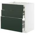 METOD / MAXIMERA Base cab f hob/3 fronts/3 drawers, white/Havstorp deep green, 80x60 cm