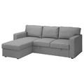 BÅRSLÖV 3-seat sofa-bed with chaise longue, Tibbleby beige/grey