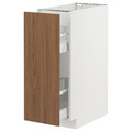 METOD/MAXIMERA Base cabinet/pull-out int fittings, white/Tistorp brown walnut effect, 30x60 cm