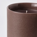 SILKESTRÄD Scented candle in ceramic jar, leather & vanilla/brown, 45 hr