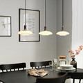 TÄLLBYN Pendant lamp with 3 lamps, nickel-plated/opal white glass, 89 cm