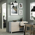 BESTÅ Storage combination w doors/drawers, white/Lappviken/Stubbarp light grey-beige, 120x42x74 cm