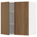 METOD Wall cabinet with shelves/2 doors, white/Tistorp brown walnut effect, 80x80 cm