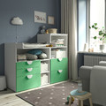 SMÅSTAD / PLATSA Changing table, white green/with bookcase, 150x79x123 cm