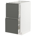 METOD / MAXIMERA Base cb 2 fronts/2 high drawers, white/Voxtorp dark grey, 40x60 cm