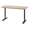 BEKANT Desk, white stained oak veneer, black, 140x60 cm