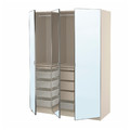 PAX / ÅHEIM Wardrobe combination, grey-beige/mirror glass, 150x60x201 cm