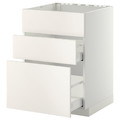 METOD/MAXIMERA Base cab f sink+3 fronts/2 drawers, white, Veddinge white, 60x60 cm