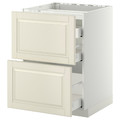 METOD / MAXIMERA Base cab f hob/2 fronts/3 drawers, white, Bodbyn off-white, 60x60 cm