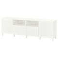 BESTÅ TV bench with doors and drawers, white/Hanviken/Stubbarp white, 240x42x74 cm
