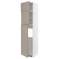 METOD High cab for fridge with 3 doors, white/Upplöv matt dark beige, 60x60x240 cm