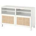 BESTÅ TV bench with doors, white/Studsviken/Stubbarp white, 120x42x74 cm