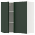 METOD Wall cabinet with shelves/2 doors, white/Havstorp deep green, 80x80 cm