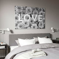 BJÖRKSTA Picture and frame, flower love/aluminum colour, 118x78 cm