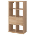 KALLAX Shelving unit with doors, white stained oak effect, 147x77 cm