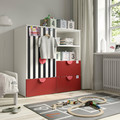 SMÅSTAD / PLATSA Storage combination, white red/stripe with 3 drawers, 120x57x123 cm