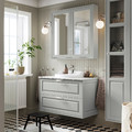 TÄNNFORSEN / RUTSJÖN Wash-stnd w drawers/wash-basin/tap, light grey/white marble effect, 102x49x76 cm