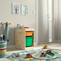 TROFAST Storage combination with boxes, light white stained pine light orange/bright green, 32x44x52 cm