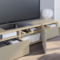 BESTÅ TV bench, white stained oak effect/Selsviken high-gloss/beige, 180x42x39 cm