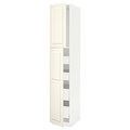 METOD / MAXIMERA Hi cab w 2 doors/4 drawers, white/Bodbyn off-white, 40x60x220 cm