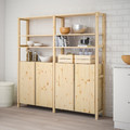 IVAR 2 sections/shelves/cabinet, pine, 174x30x179 cm