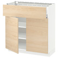 METOD / MAXIMERA Base cabinet with drawer/2 doors, white Enköping/white wood effect, 80x37 cm