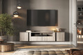 Wall-Mounted TV Cabinet Verica 200 cm, biscuit oak/black handles