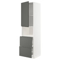 METOD / MAXIMERA Hi cab f micro w door/2 drawers, white/Voxtorp dark grey, 60x60x220 cm