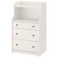 HAUGA Chest of 3 drawers with shelf, white, 70x116 cm