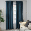 BLÅHUVA Block-out curtains, 1 pair, dark blue, 145x300 cm