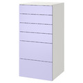 SMÅSTAD / PLATSA Chest of 6 drawers, white/lilac, 60x57x123 cm