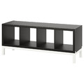 KALLAX Shelving unit with underframe, black-brown/white, 147x59 cm