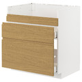 METOD / MAXIMERA Base cb f HAVSEN snk/3 frnts/2 drws, white/Voxtorp oak effect, 80x60 cm