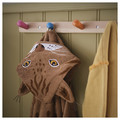 SKOGSDUVA Towel with hood, lynx shaped/brown, 70x140 cm