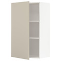 METOD Wall cabinet with shelves, white/Havstorp beige, 60x100 cm