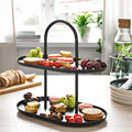 SOMMARÖGA Serving stand, two tiers, black