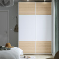 PAX / MEHAMN Wardrobe, white double sided/white white stained oak effect, 150x66x236 cm