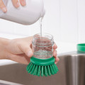 VIDEVECKMAL Dish-washing brush with dispenser, bright green