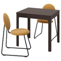 EKEDALEN / MÅNHULT Table and 2 chairs, dark brown/Hakebo yellow-brown, 80/120 cm