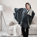Blanket Poncho with Hood, grey