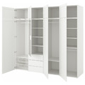 PLATSA Wardrobe with 8 doors+3 drawers, white STRAUMEN mirror glass /SANNIDAL white, 240x57x221 cm