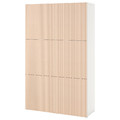 BESTÅ Storage combination with doors, white/Björköviken birch veneer, 120x42x193 cm