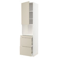 METOD / MAXIMERA Hi cab f micro combi w door/3 drwrs, white/Havstorp beige, 60x60x240 cm