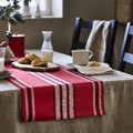 VINTERFINT Table-runner, stripe pattern red, 35x130 cm