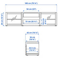 BESTÅ TV bench, white, Hanviken white clear glass, 180x42x39 cm