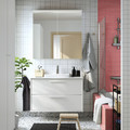 HAVBÄCK / ORRSJÖN Wash-stnd w drawers/wash-basin/tap, white/white marble effect, 102x49x71 cm