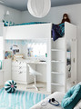 SMÅSTAD Loft bed, white grey/with desk with 4 drawers, 90x200 cm