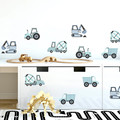 Wall Sticker Set - Construction Vehicles Blue