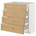 METOD / MAXIMERA Base cab 4 frnts/4 drawers, white/Forsbacka oak, 80x37 cm